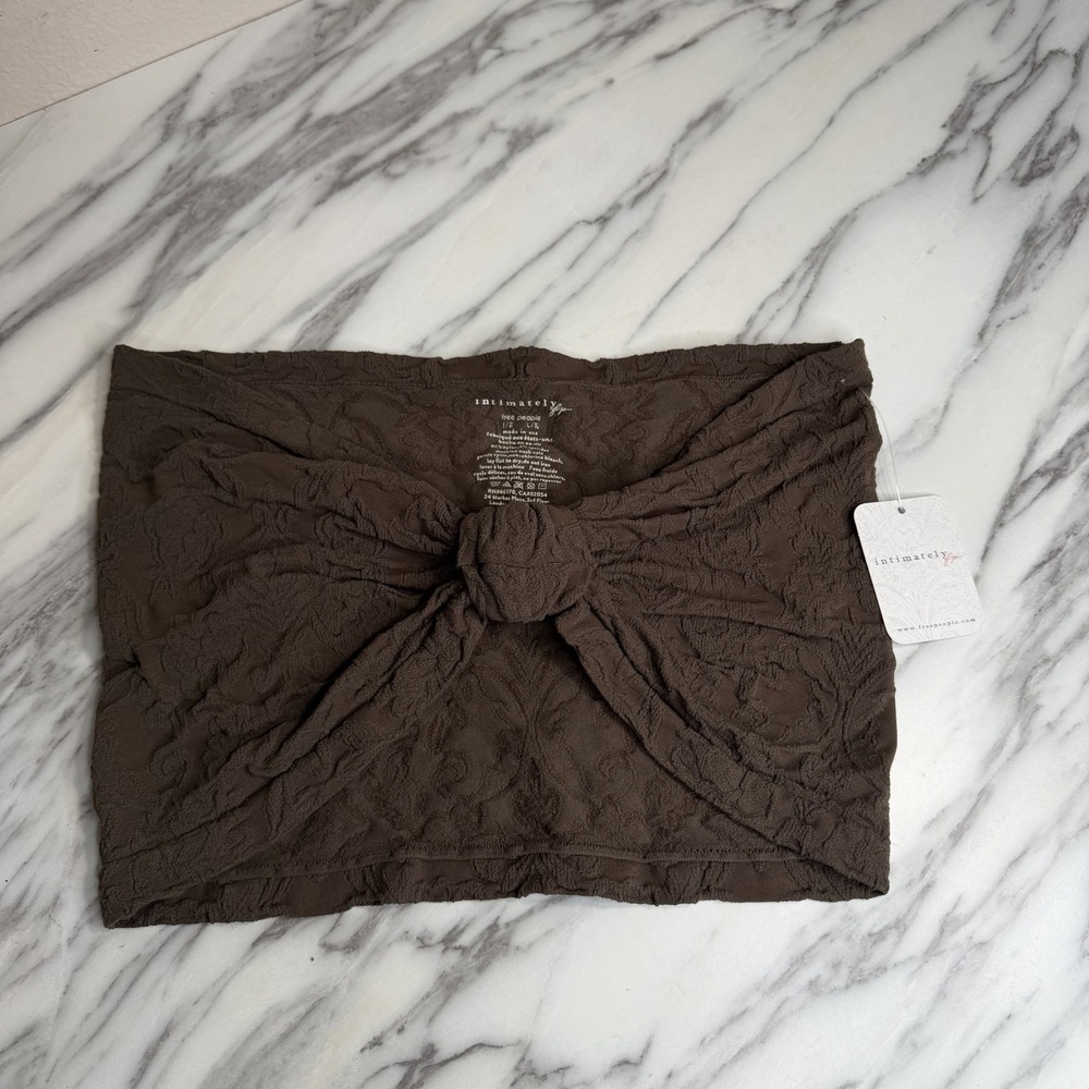 NWT Intimately Free People Bandeau Ruched Knot Bralette Tube Top Brown SZ L/XL
